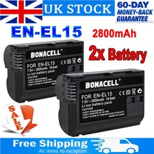 2x 2800mAh EN-EL15 Battery For Nikon 1 V1 D800E D810 D7000 D7100 D600 D610 D750
