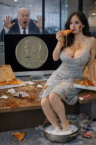 1972 Kennedy Half Dollar coin Age 54 Janet Ross while eating her Pizza says Bid.