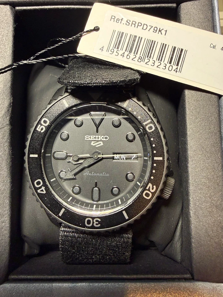 Seiko 5 Sports SRPD79K1 Automatic Watch Black / Blackout - Kanji Edition, photo 1 of 5