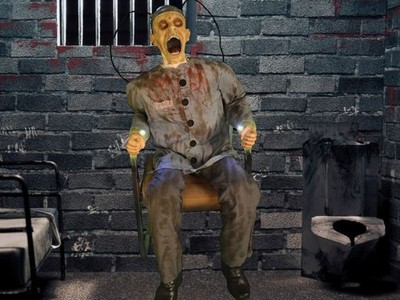 Animated Death Row Halloween Electric Chair Prisoner Animatronic Prop Life Size