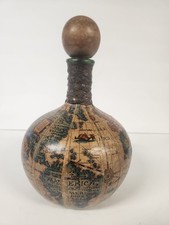 Vintage Old World Globe Wine Decanter Leather Wrapped Barware Made in Italy
