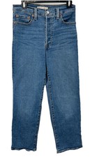 Levis Jeans 28x27 Blue Premium Denim Ribcage Straight Ankle High Rise Button