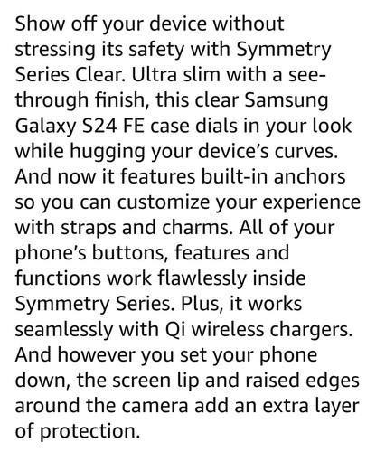Otterbox Symmetry Series Case for Galaxy S24 FE~Ultra Slim~Stardust - Picture 7 of 8