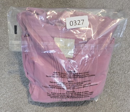 Modcloth V-Neck Pintuck Sheer Overlay Slip Dress Women XL Pink Buttons Tie Back - Picture 17 of 17