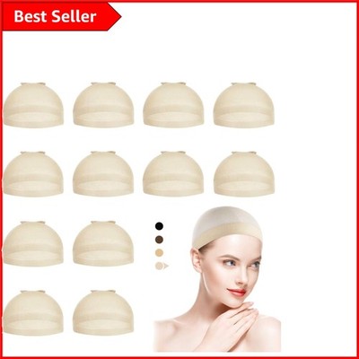 12 leichte nude Perückenkappen mit Gummibändern - perfekt für Lace Front Perücken