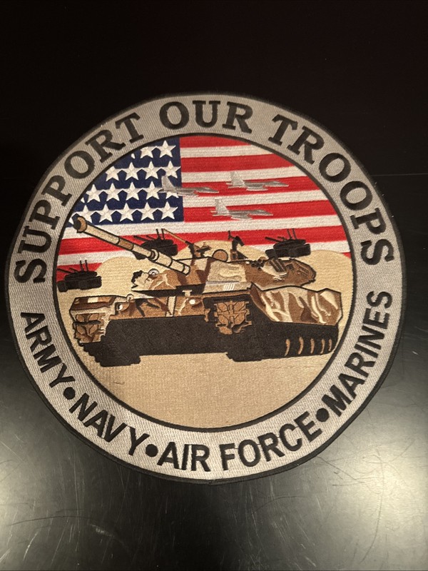 MILITARY/VET - SUPPORT OUR TROOPS-BIKER VEST PATCH [12" PATCH] SEW-ON/HEAT SEAL