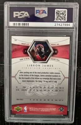 2004 UD SP Authentic LEBRON JAMES PSA 10 GEM MINT #14 W@W!!! 2nd