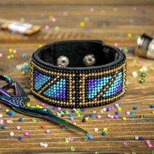DIY Bead embroidery kit on artificial leather Bracelet