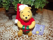 NWT Winnie The Pooh 5" Christmas Plush Santa Hat Present Disney Applause