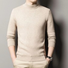 Men's Cashmere Sweater Mock Neck Sweaters Knit Pullover for Male Men Knitwear Sz
