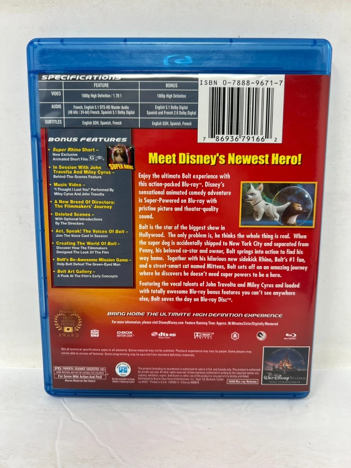 Disney Bolt (Blu-ray) ¡¡Buen estado!!! Foto 3 de 3