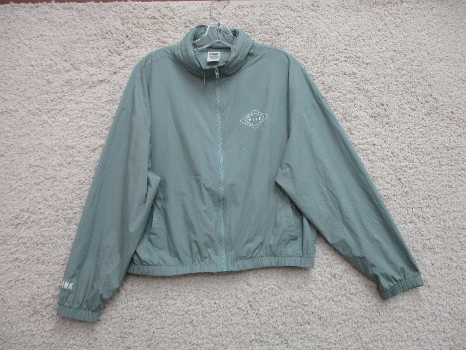 UNDERCOVER Giacca ROSA Victorias Secret piccola adulto verde cappuccio rimovibile zip intera donna