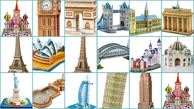 3D PUZZLE Länder Big Ben Tower Brücke Eiffelturm Notre Dame Taj Mahal NEU