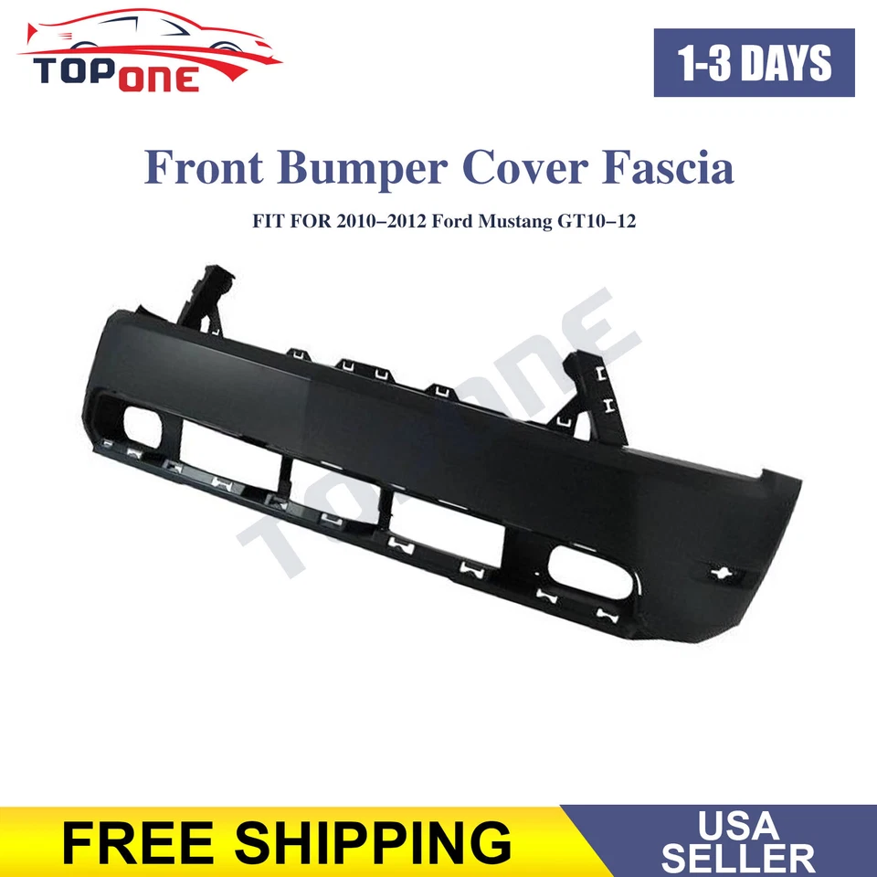 Primed Front Bumper Cover W/ Fog Lamp Holes For 2010-2012 Ford Mustang GT V8 Foto 2 de 4