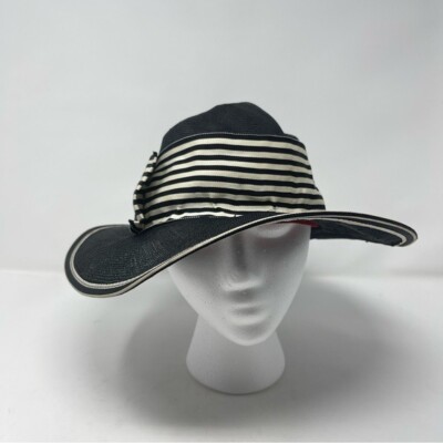 GEORGI VINTAGE HAT BLACK WIDE GROSGRAIN RIBBON BOW BLACK  display picture 3