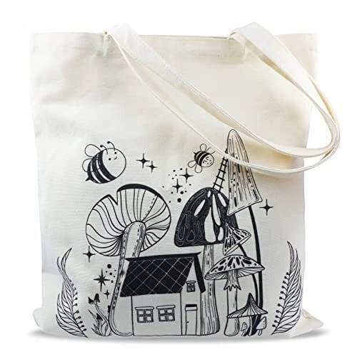 Canvas Tote Bag for Women with Inner Zipper Pocket Large Capacity