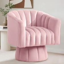 360° Swivel Barrel Chair, Modern Velvet Accent Chair With Wide Upholstery