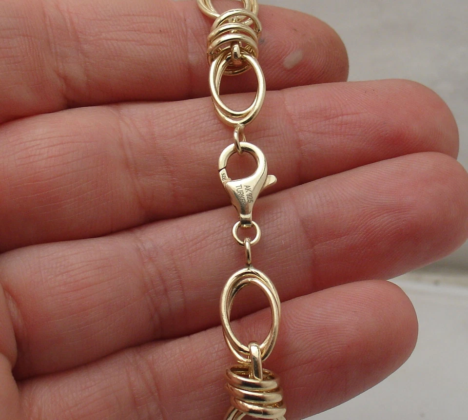 Brazalete Technibond Multi Ovalado Rolo Link Chapado en Oro Amarillo 14K Plata 8.25" Foto 2 de 4