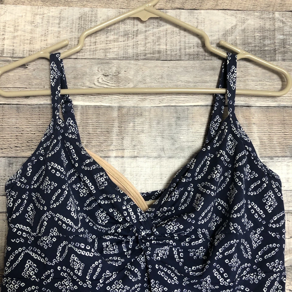 Traje de baño Tankini Lands End estampado azul Top para mujer 10 sujetador incorporado con aros Foto 3 de 4