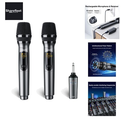 Wireless Microphone, Microphones with 30 Hours Running Time for Karaoke, Rech...