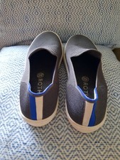 Rothy's Women's The Sneaker Slip On Loafer Shoe Steel Gray Knit Blue Size 7 . 5
