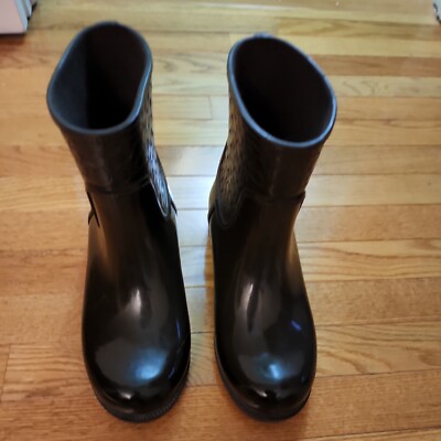 Women’s Coach Rivington Army Green Rubber Short Rain Boots Size 10B
