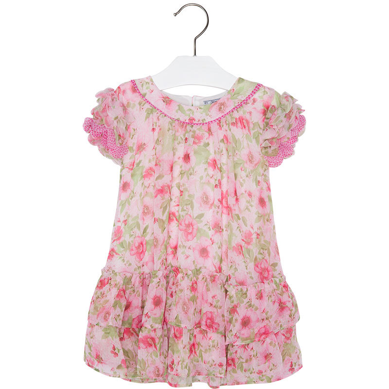 floral chiffon dress with flutter sleeves