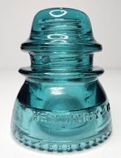 Antique 1920's by Hemingray Glass Insulator #42 Aqua Blue Made in the USA