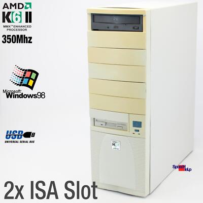 2x ISA Slot Gigabyte GA-5AX CPU AMD K6-2 350MHz Computer PC GeForce 2Ti Titanium