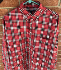 Burberry London Mens Nova Check Red Plaid Shirt Long Sleeve Large L