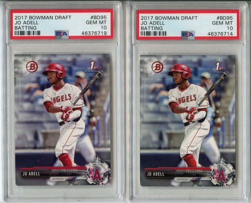 LOT OF 2 - 2017 Bowman Draft Jo Adell BATTING PSA 10 GEM MT #BD95
