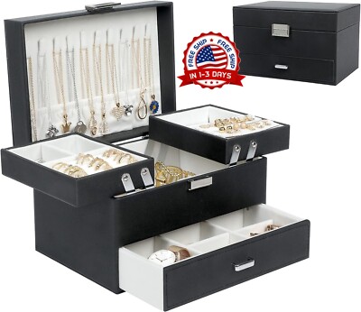 Joyero De Cuero Con Espejo Para Joyeria, Joyas Organizador Regalo Para  Mujer