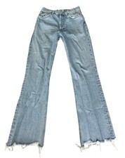 Agolde Jeans Womens 26 Blue Denim Relaxed Boot Cut Button Fly Distressed Raw Hem