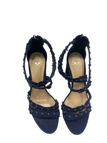 Vince Camuto Bevveyn Blue Suede Studded Ankle Strap Heels Size 6 M - Picture 4 of 9