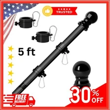 5 FT Flag Pole for Kit Tangle Free Spinning Weather Resistant Rustproof Metal Ne