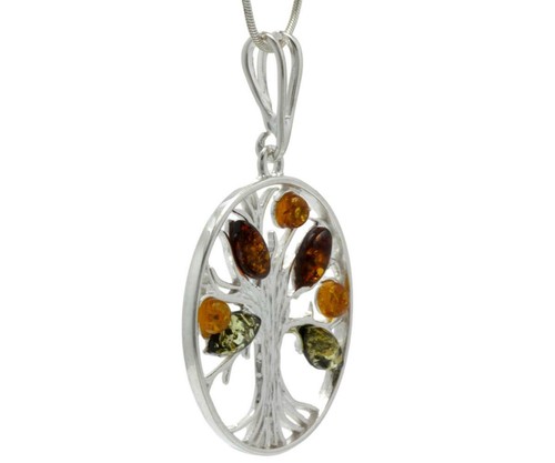 NATURAL BALTIC AMBER STERLING SILVER 925 PENDANT Tree of Life NECKLACE Certified - Picture 3 of 9