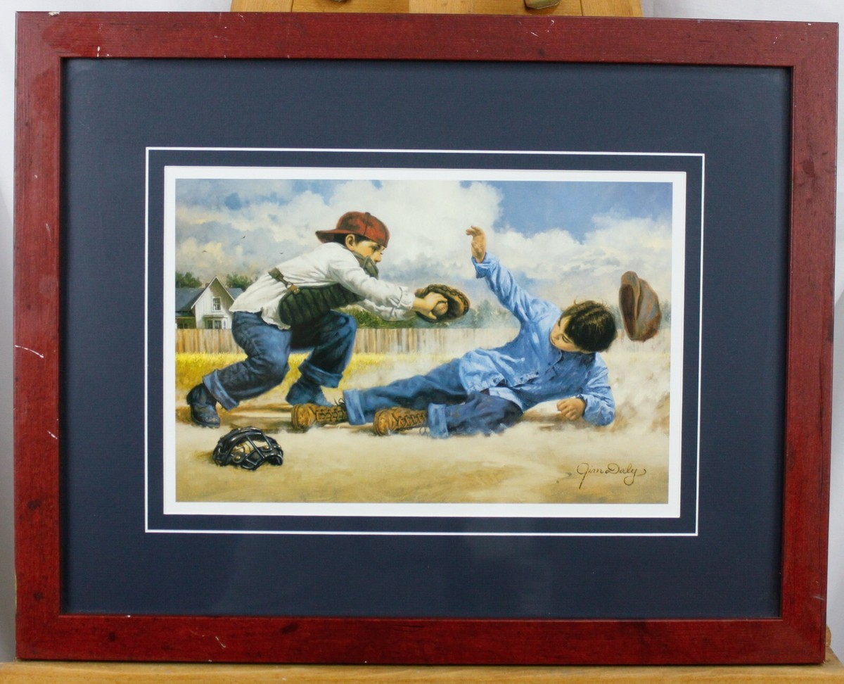 Sliding Safe to Home Jim Daly Baseball Players Kids Painting  display picture 1