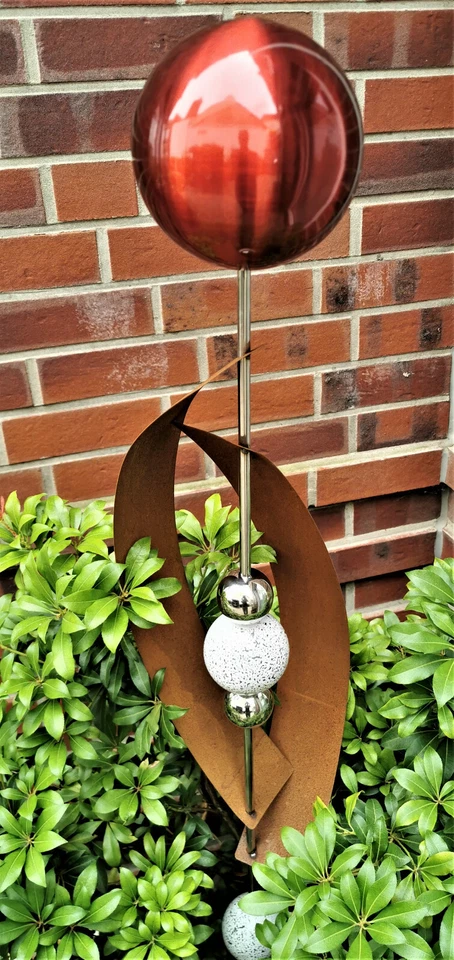 Skulptur Deimos rot matt 145cm Edelstah l& Cortenstahl Beetstecker Garten - Bild 2 von 2