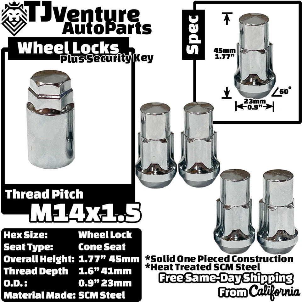 4x Bloqueo de rueda antirrobo cromado M14x1.5 apto para Chevy Suburban Silverado2500/3500 Foto 2 de 4