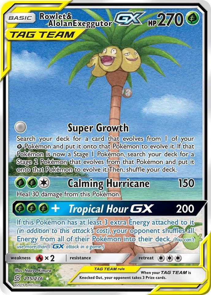 Rowlet & Alolan Exeggutor GX 215/236 Sm-Unified Minds