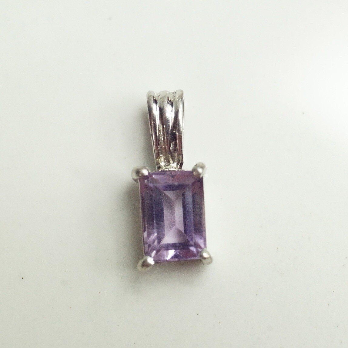 Sterling Silver Rectangle Amethyst Pendant | eBay