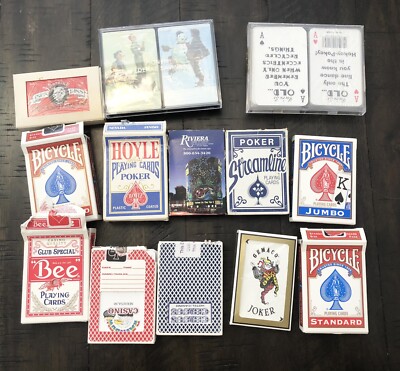 Vintage Playing Card Deck LOT Casino Bee Hoyle Riviera Bicycle Rockwell Watkins