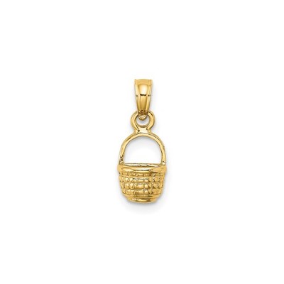 14k Gelbgold Massiv Korb Anhänger Charm Gewebte Textur Schmuck 9,55mm