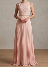 Betsy  Adam Pink Lace Bodice Pleated Maxi Dress Wedding Guest Gala Size 2