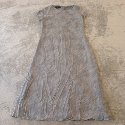 #ad #ad Chelsea Cambell Maxi Dress Size 12 Gray Geometric Long Silk Short Sleeve Lined $20.05