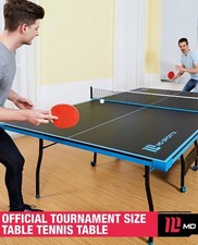 Official Size Indoor Tennis Ping Pong Table 2 Paddles Balls Foldable Casters
