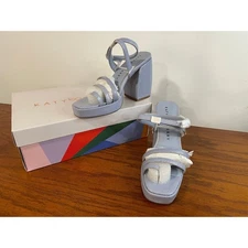 NEW Katy Perry Meadow Purple Iris Chunky Platform Open Toe Sandals Block Heel 6