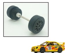 Scalextric Rear Wheels Tyres Axle & Gear For Subaru Impreza WRC C2492 W8671