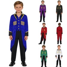Kids Boys Tailcoat Performance Steampunk Jacket Medieval Party Costume Stage