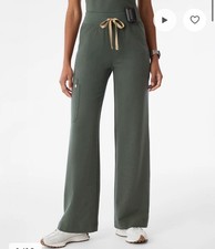 FIGS High Waisted Isabel Wide Leg Womens Scrub Pants - Moss Green - Sz: XS Reg